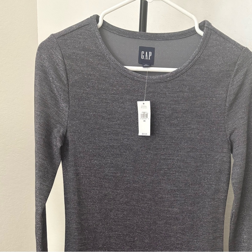 GAP Charcoal Gray Shimmer Ribbed Knit Dress - Picture 3 of 7